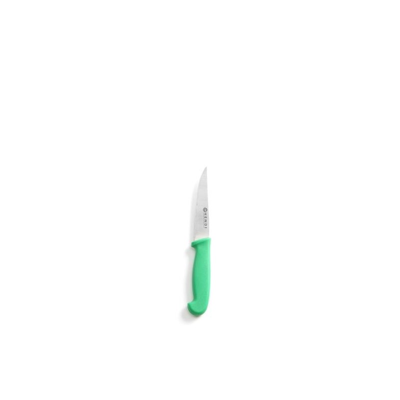 Nóż uniwersalny z ząbkowanym ostrzem HACCP - 100 mm, zielony